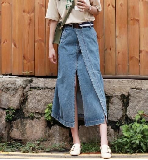 时尚牛仔半身裙:牛仔半身长裙怎么搭都有女神范 时尚牛仔半身裙:牛仔半身长裙怎么搭都有女神范