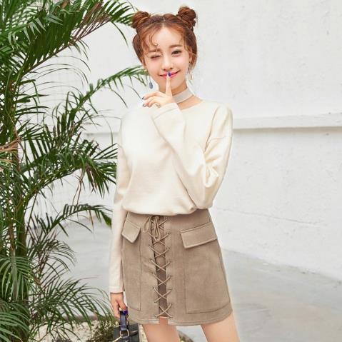 秋冬半身裙这么穿才好看：麂皮绒高腰裙搭配（图）