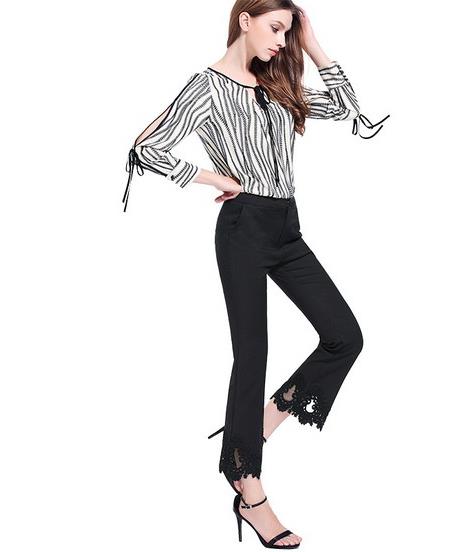 纯棉九分直筒裤搭配雪纺衬衫：显瘦百搭直筒裤分享