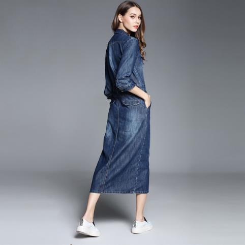 修身牛仔裙套装打撇:时尚套装打造小清新复古风 修身牛仔裙套装搭配:时尚套装打造小清新复古风