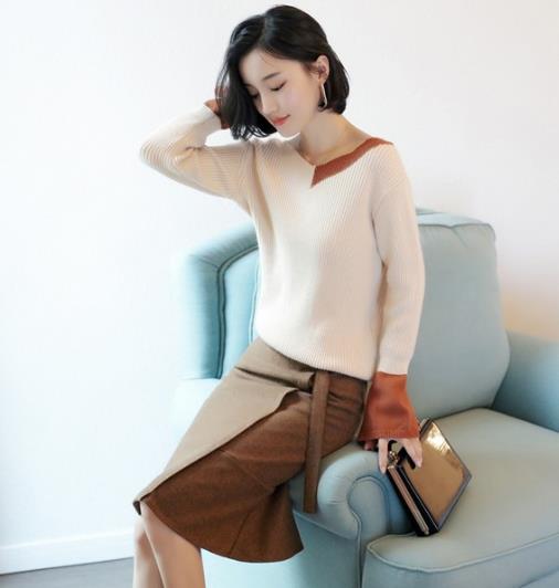 显瘦显高的小窍门：时尚针织拼接连衣裙搭配（图）