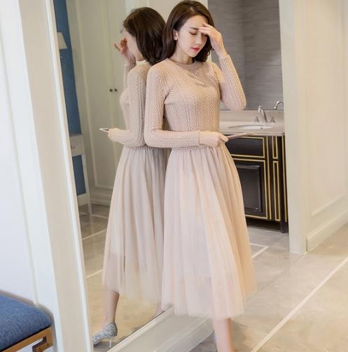 最美不过针织裙：网纱拼接过膝针织裙推荐（图）