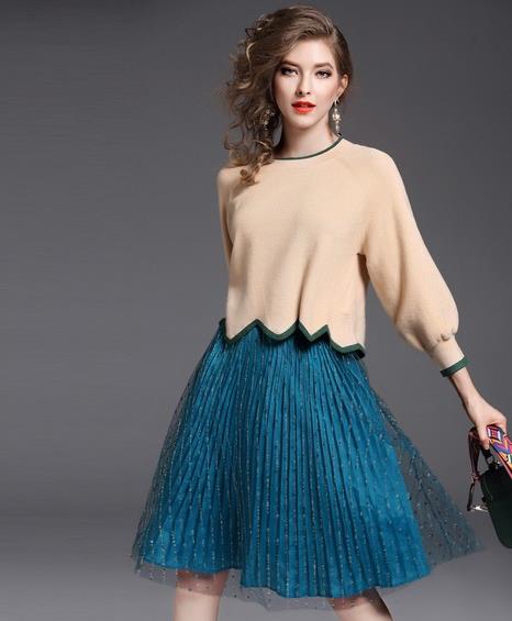 适合秋冬的两件套：金丝绒格纹两件套搭配推荐（图）