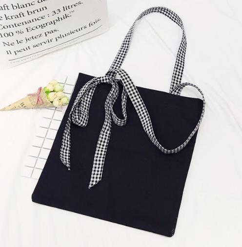 chic ins女神都在背的帆布包：丝带单肩帆布包（图）