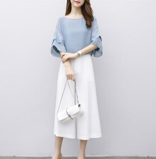 秋款棉麻衫雪纺阔腿裤套装搭配：显瘦显气质（图）