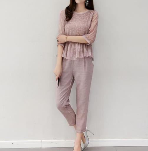 秋款棉麻衫雪纺阔腿裤套装搭配：显瘦显气质（图）