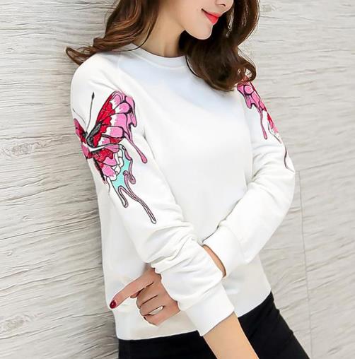 秋季新款卫衣：显瘦蝴蝶绣花加绒卫衣分享（图）