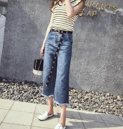 胖美眉专属牛仔裤：显高显瘦黑色破洞小脚裤（图）