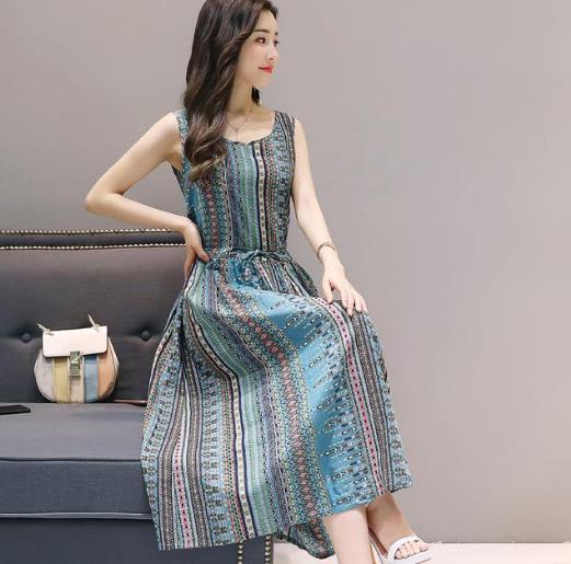 棉麻短袖连衣裙搭配：小清新文艺范连衣裙推荐