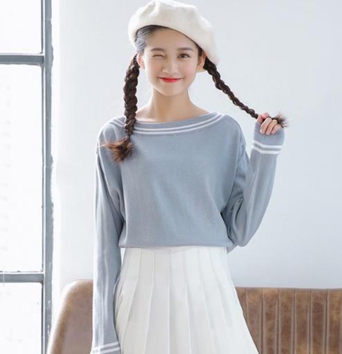 百褶裙搭配一字领针织衫：休闲百搭针织衫推荐（图）
