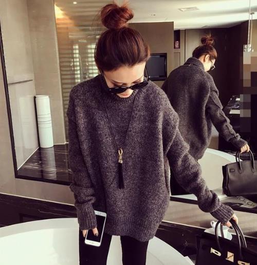 秋冬必备时尚毛衣：灯笼袖粗毛线高领毛衣搭配（图）