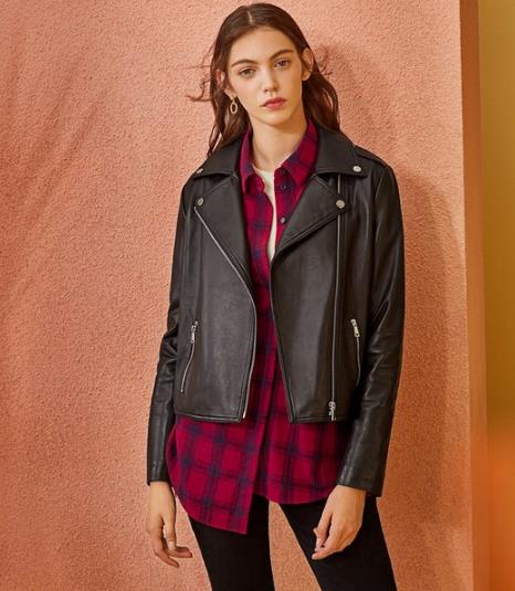 秋日出行酷帅标配皮夹克：翻领麂皮绒机车夹克（图）