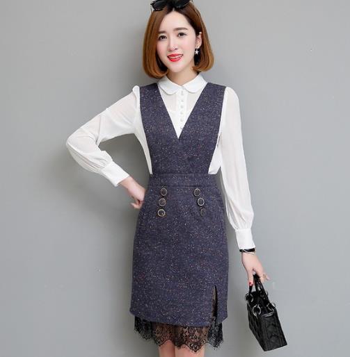 蕾丝拼接毛呢外套搭配连衣裙：时髦洋气甜美风（图）