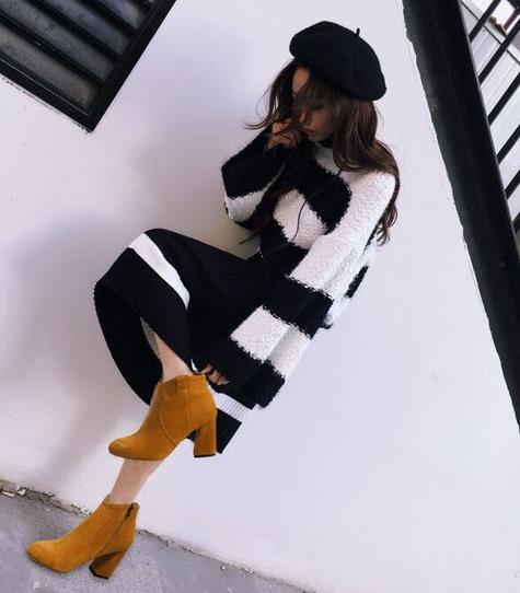 低调又不失底蕴的中高跟磨砂真皮马丁靴推荐（图）