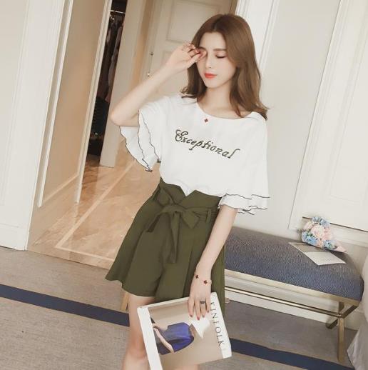 时尚高腰阔腿短裤套装：5款套装展现时尚新态度