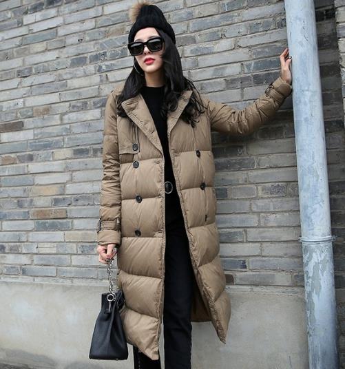 5款经典时尚翻领过膝双排扣羽绒服的多种搭配（图）
