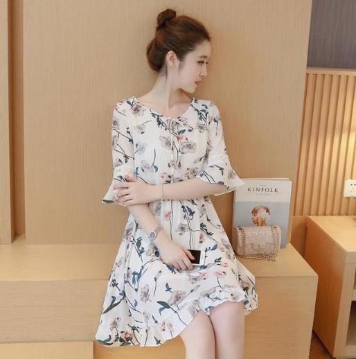 收腰雪纺连衣裙2017：女装新款连衣裙推荐（图）