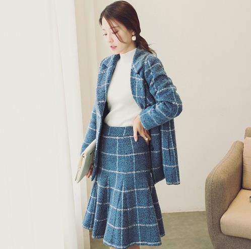 格纹西装中裙两件套多种搭配：知性不失个性（图）