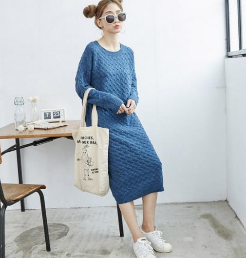 秋冬时髦内搭针织裙：灯笼袖翻领针织裙搭配（图）