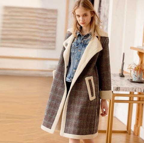 明星同款羊羔毛格子大衣：个性时髦大衣分享（图）