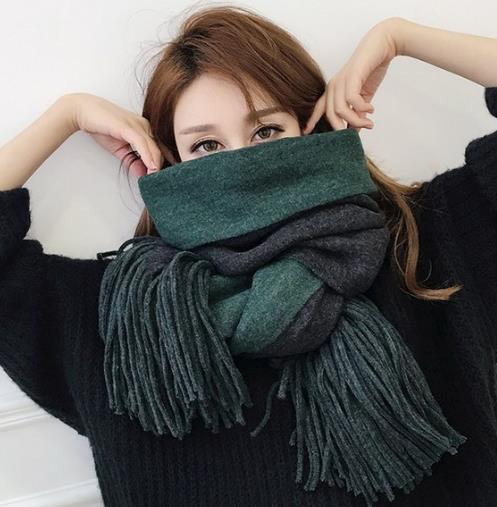 妩媚的气质配妩媚的围巾：双面百搭加厚围巾（图）