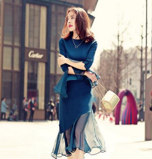 5款彰显女人味的欧美名媛开叉雪纺荷叶裙搭配（图）