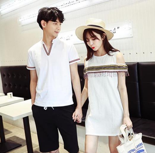 原宿风T恤情侣装搭配：简单显瘦又帅气（图）