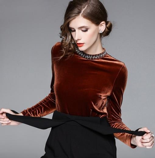 冬季必备时尚打底衫：立领亮片丝绒打底衫推荐（图）