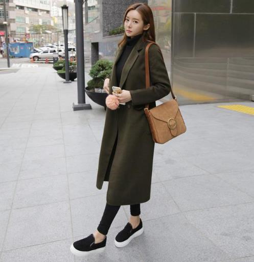2017韩版中长款加厚毛呢大衣：时髦显瘦大衣推荐