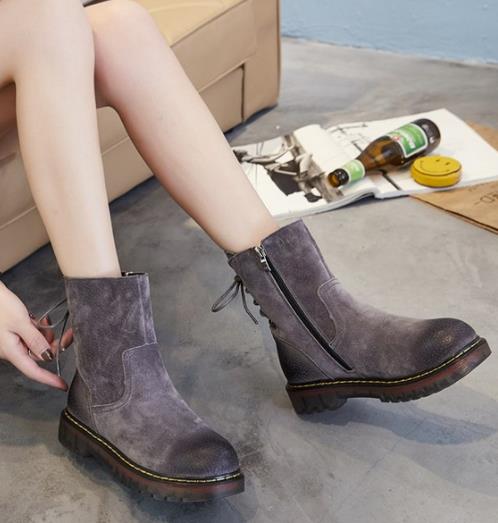 百搭棕色圆头马丁靴搭配：时尚知性马丁靴分享（图）
