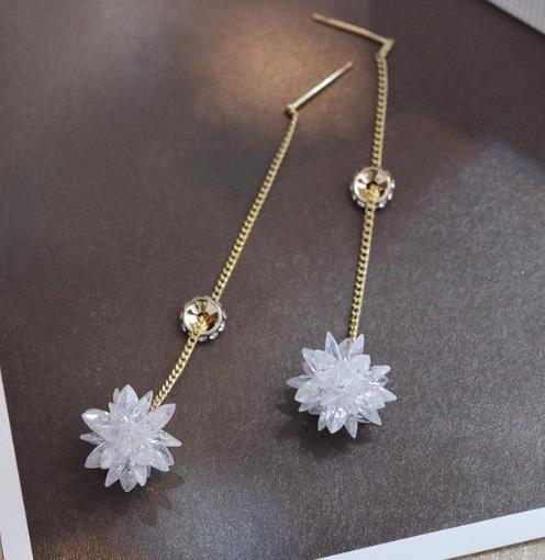 气质冰花流苏水晶耳钉搭配：时尚简约耳钉推荐（图）