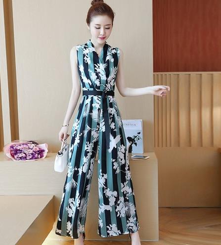 条纹印花无袖连体裤：6款连体裤彰显女性知性感