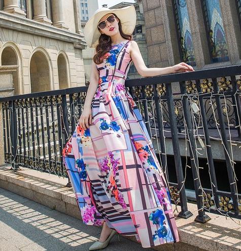 印花绑带露背长裙搭配：5款长裙彰显性感与妖娆