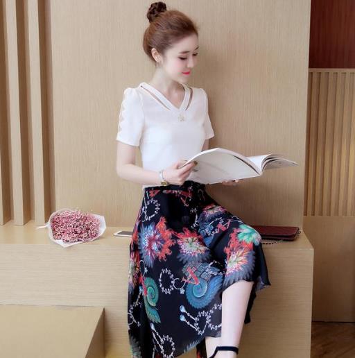 时尚印花九分阔腿裤套装：经典时尚阔腿裤分享