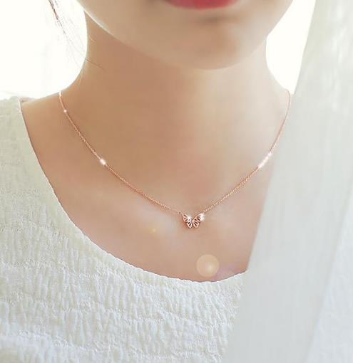 日韩迷你双圆圈纯银项链：简约大气项链推荐（图）