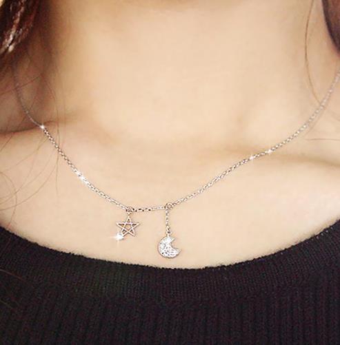 日韩迷你双圆圈纯银项链：简约大气项链推荐（图）