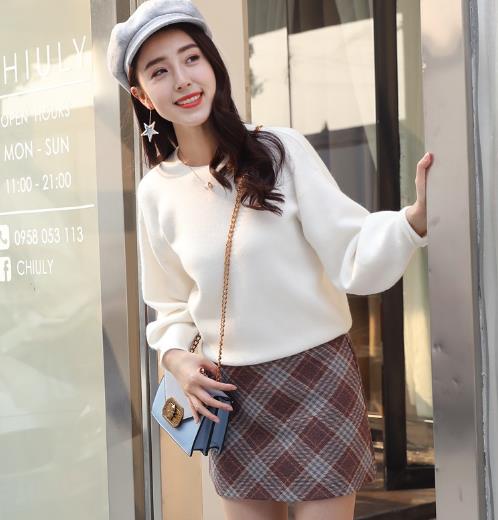 小个子的福利：显瘦显高蝙蝠袖格子两件套（图）