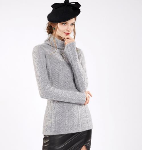 复古高领喇叭袖针织衫搭配包臀裙：时尚优雅（图）