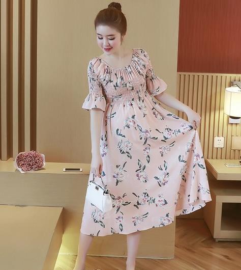 印花系带孕妇雪纺裙搭配：5款雪纺裙孕妇也美美哒