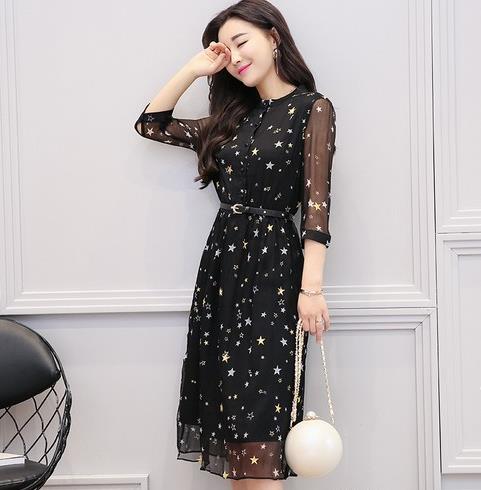 七分袖立领条纹雪纺衫怎么搭配：时尚优雅文艺范