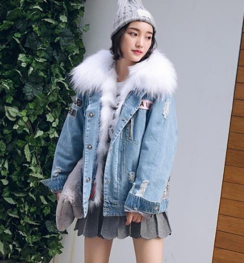 帅气又不失优雅的羊羔绒加厚牛仔短外套推荐（图）