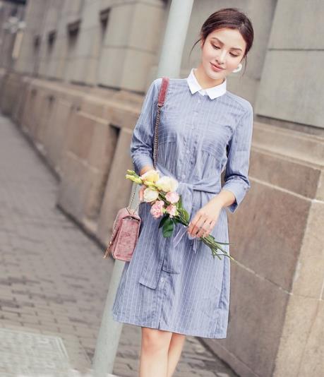 2017早秋翻领条纹长袖衬衫:女装新款衬衫推荐 2017早秋翻领条纹长袖衬衫:女装新款衬衫推荐