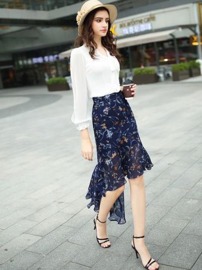 真丝碎花鱼尾半身裙搭配:简约减龄半身裙推荐 真丝碎花鱼尾半身裙搭配:简约减龄半身裙推荐