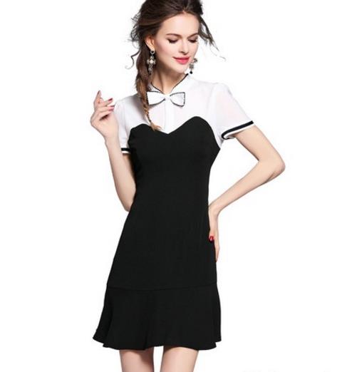 撞色短袖连衣裙搭配：5款连衣裙演绎淑女情怀（图）