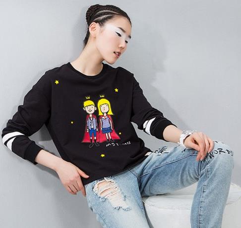 绣花短款长袖卫衣搭配：5款卫衣突显优雅风范