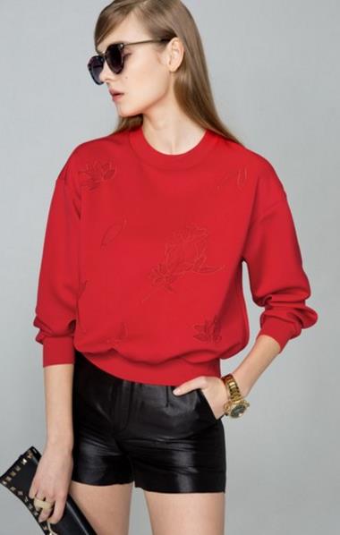 绣花短款长袖卫衣搭配：5款卫衣突显优雅风范