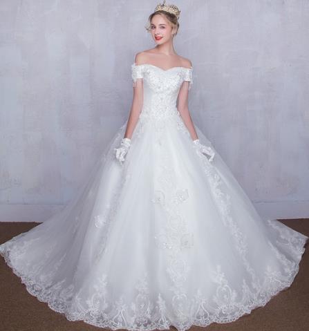 绑带一字肩长拖摆婚纱礼服:6款性感唯美礼服推荐 绑带一字肩长拖摆婚纱礼服:6款性感唯美礼服推荐