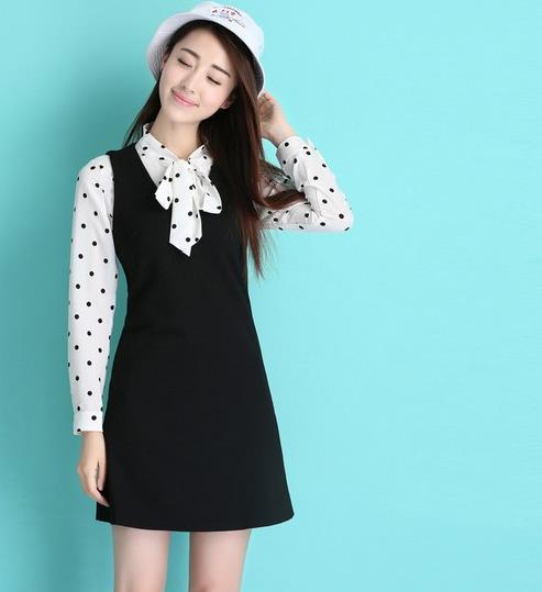 撞色百褶衬衫式连衣裙:6款连衣裙彰显文艺范儿 撞色百褶衬衫式连衣裙:6款连衣裙彰显文艺范儿