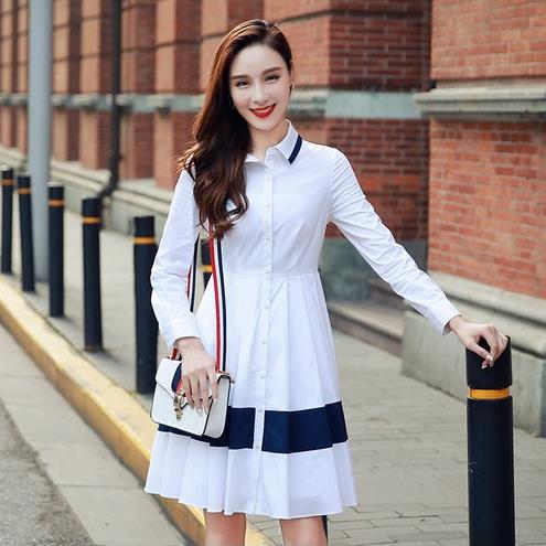 撞色百褶衬衫式连衣裙:6款连衣裙彰显文艺范儿 撞色百褶衬衫式连衣裙:6款连衣裙彰显文艺范儿