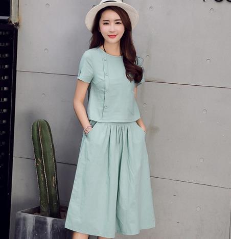 棉麻短袖两件套怎么搭配：5款打造清爽学院风